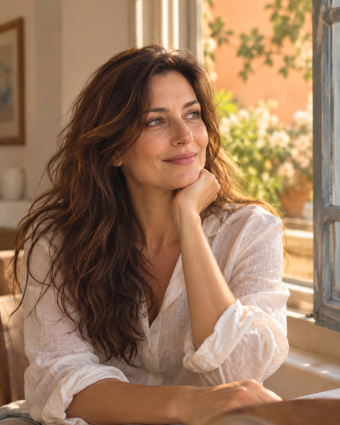 Ritratto di una donna adulta dai capelli castani